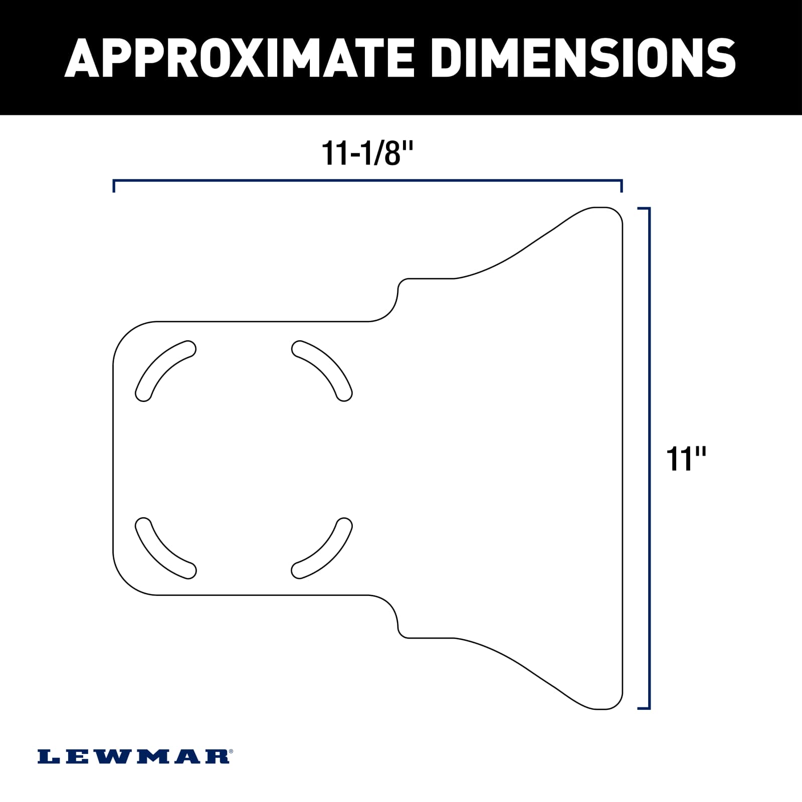 Lewmar Jack Plate Mounting Bracket dimension diagram showing bracket profile and mounting hole spacing
