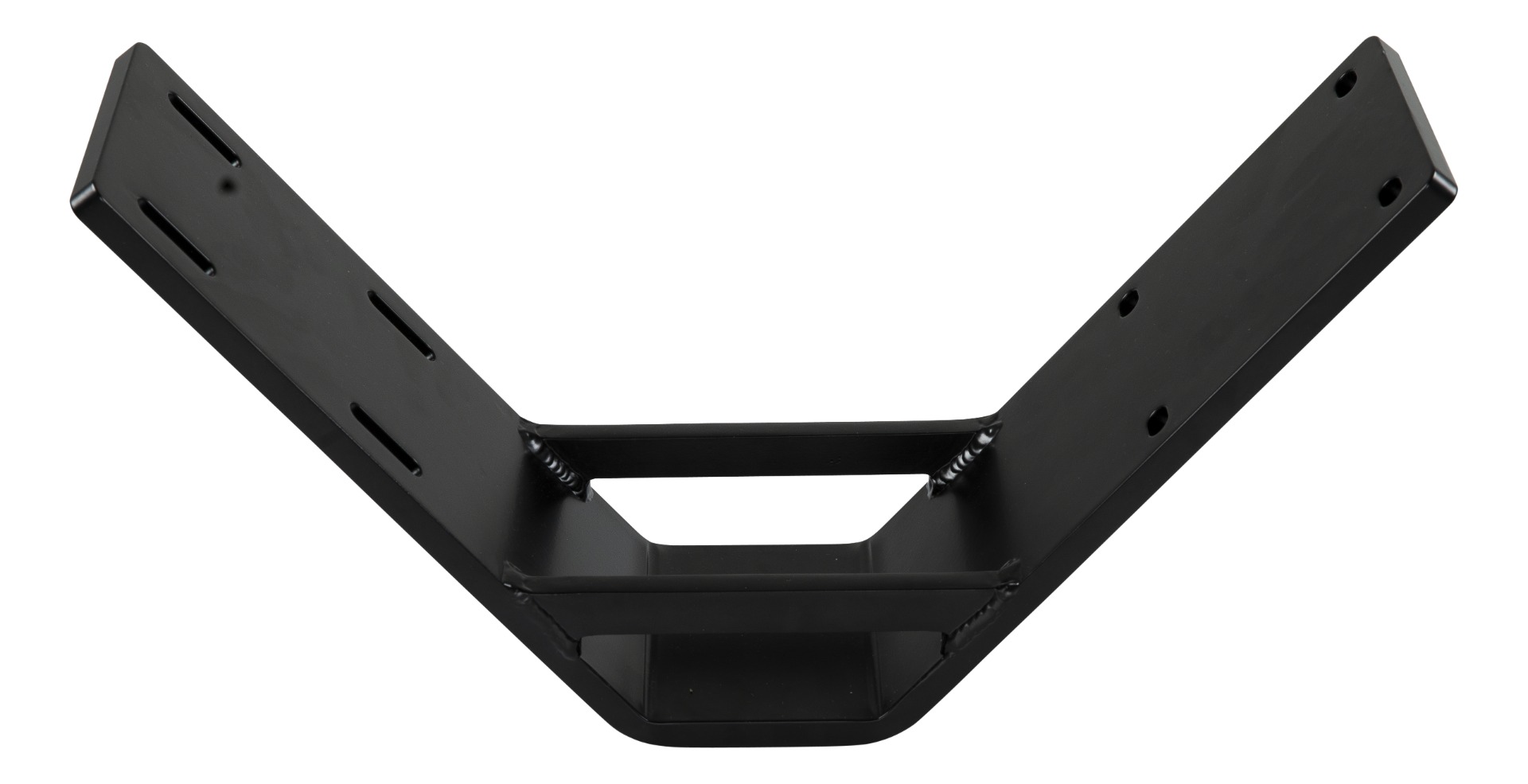 Lewmar Pontoon Deck Mounting Bracket black, studio product photo showing full bracket assembly and included hardware
