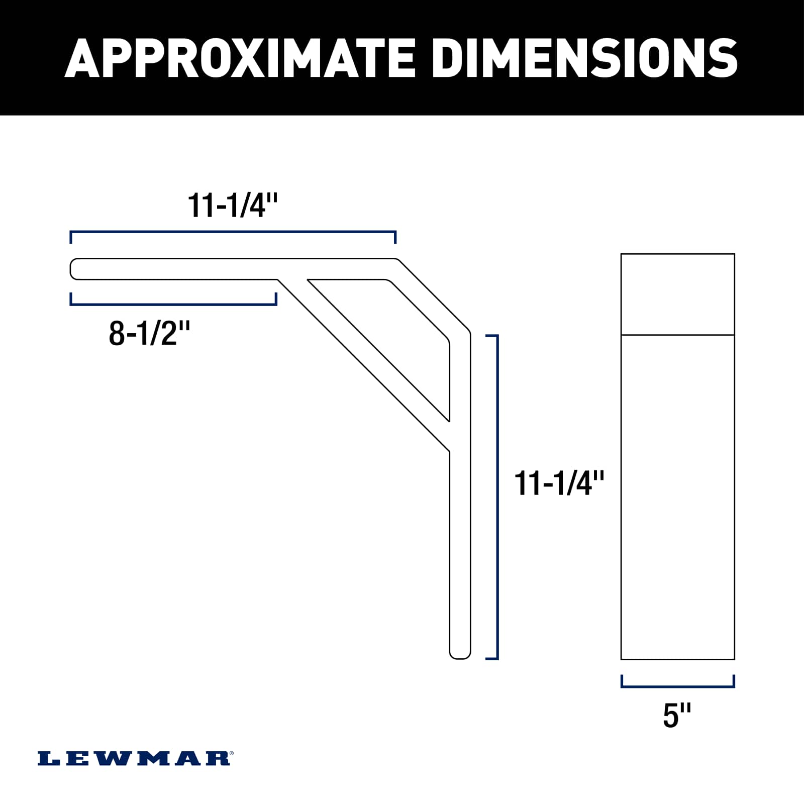 Lewmar Pontoon Deck Mounting Bracket dimension diagram showing deck attachment arms and mounting hole spacing
